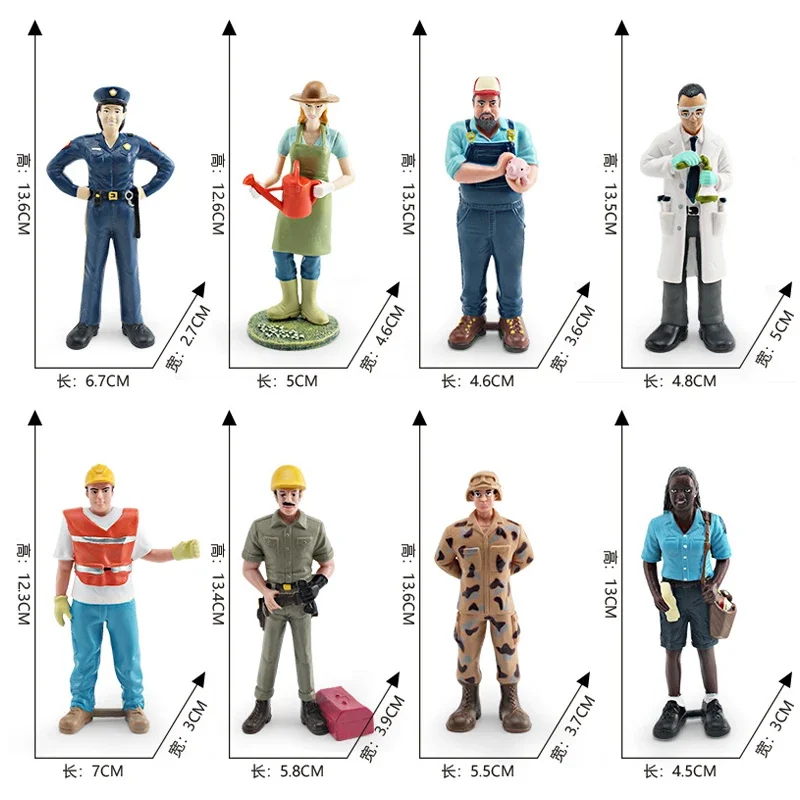 Montessori Educational Cognition World Architecture Professional Gardener Police Keeper Police Construction Police Action Figure