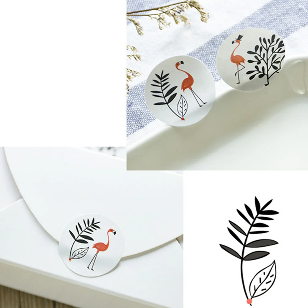 

240 Pcs Sealing Sticker Handmade Label Round Flamingo Decorative Packaging Stickers