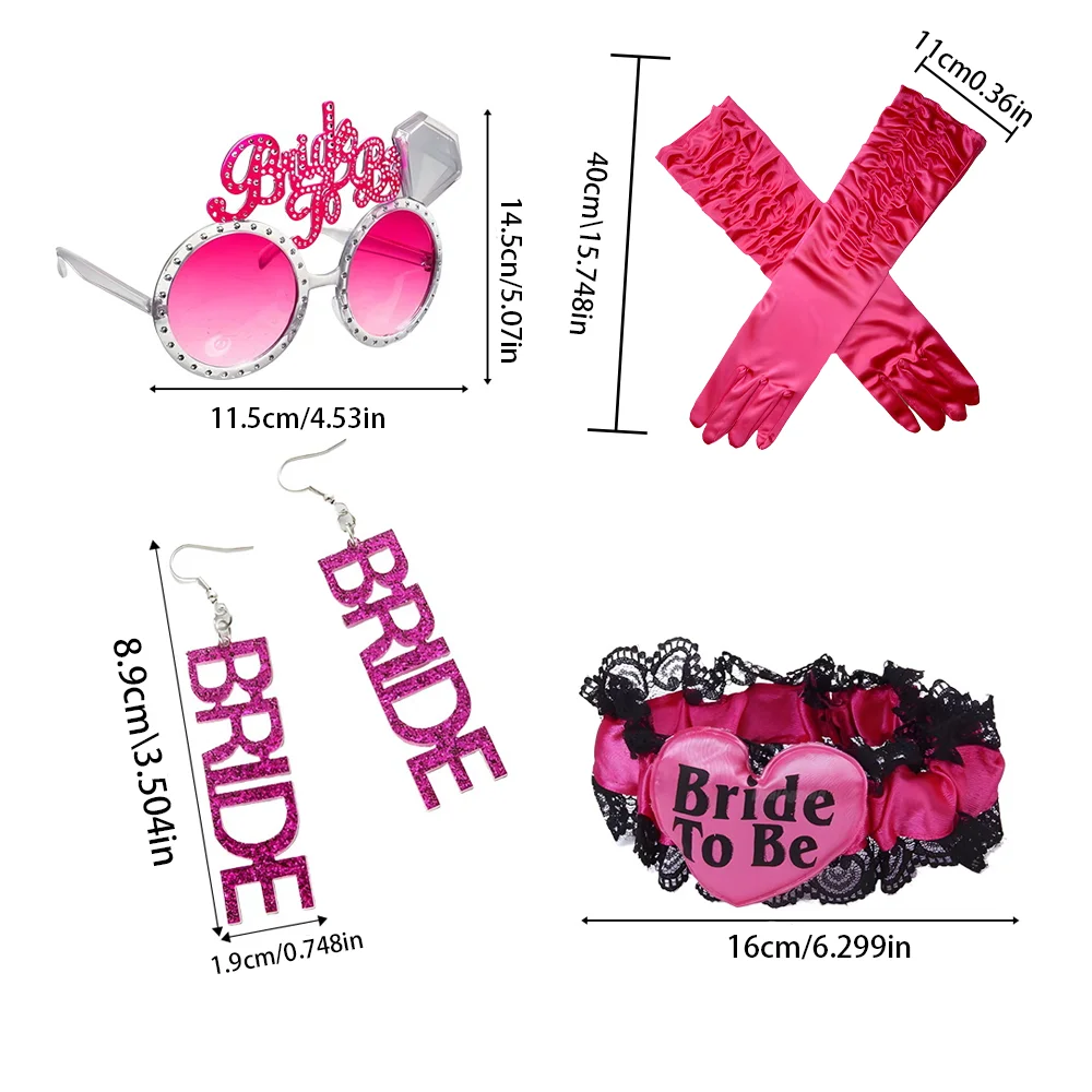 PESENAR Four - Piece Bride - to - be Wedding Party Accessory Set Sunglasses Gloves Earrings Garter