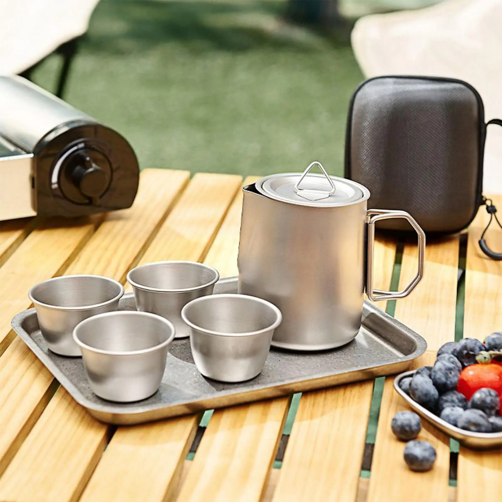 

Чайный сервиз, 4 шт., чайные чашки с чайником и заварником, портативная чашка емкостью 50 мл для дома, кемпинга, пешего туризма, путешествий, пикника