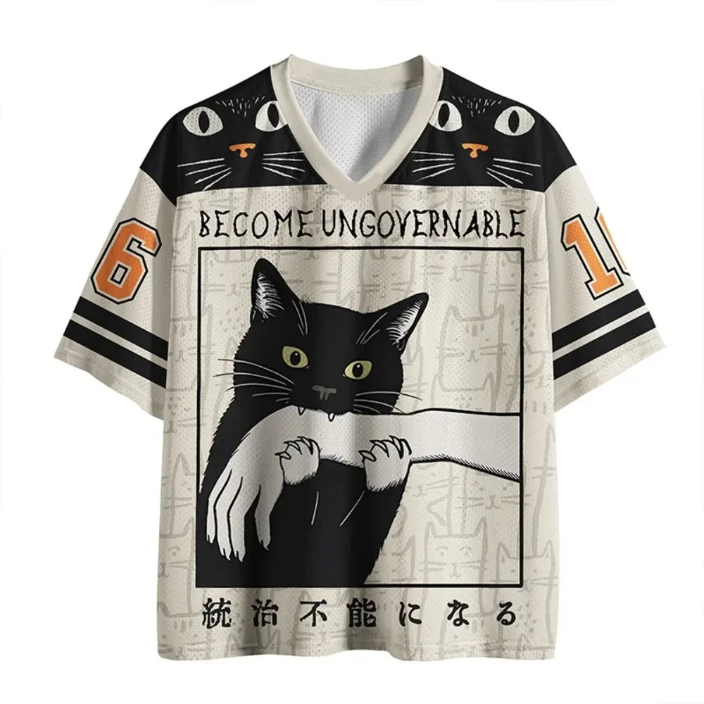 Adult Child Version Rebellious Black Cat 3D Print Sports Tshirt 