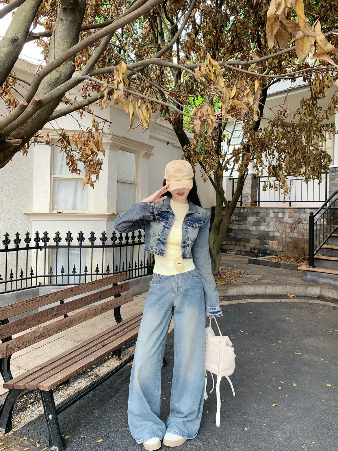 

Американские ретро-брюки свободного кроя с высокой талией, прямые широкие штанины, женские повседневные брюки, эффект облегающих брюк до колена