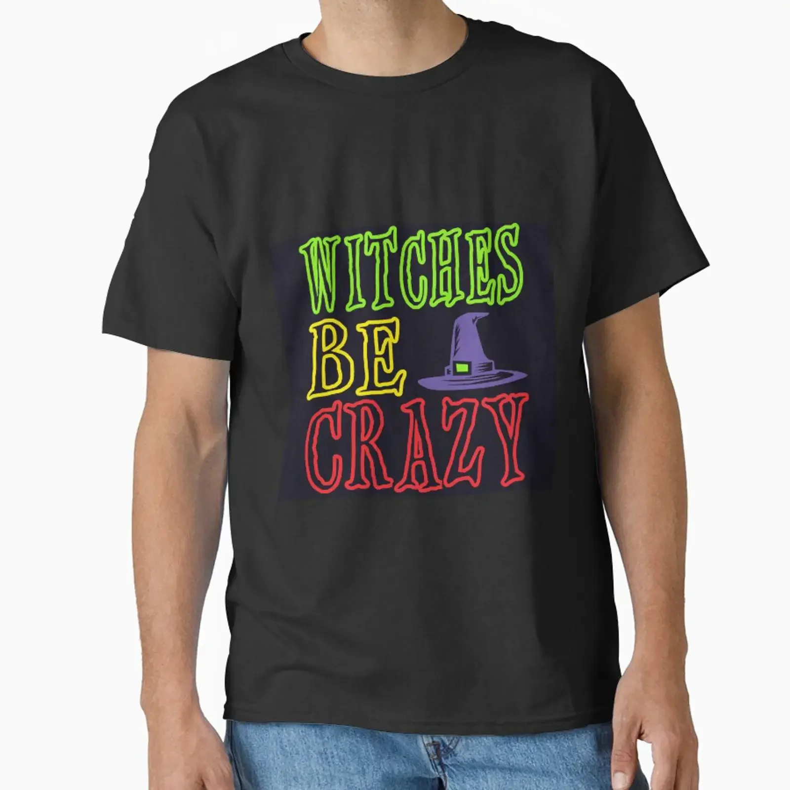 crazy be the witches fun halloween quote designed and sold by toastygoat vintage Washed Casual Versatile homme Comfortable