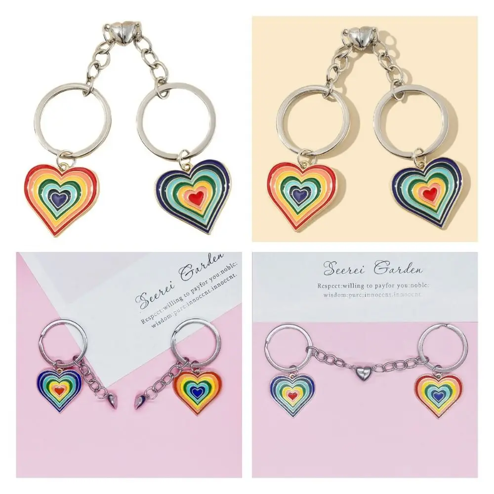 Metal Colorful Heart Key Chain Multi-purpose Lovely Hollow Peach Heart Keyring Portable Durable Peach Heart Pendant Unisex