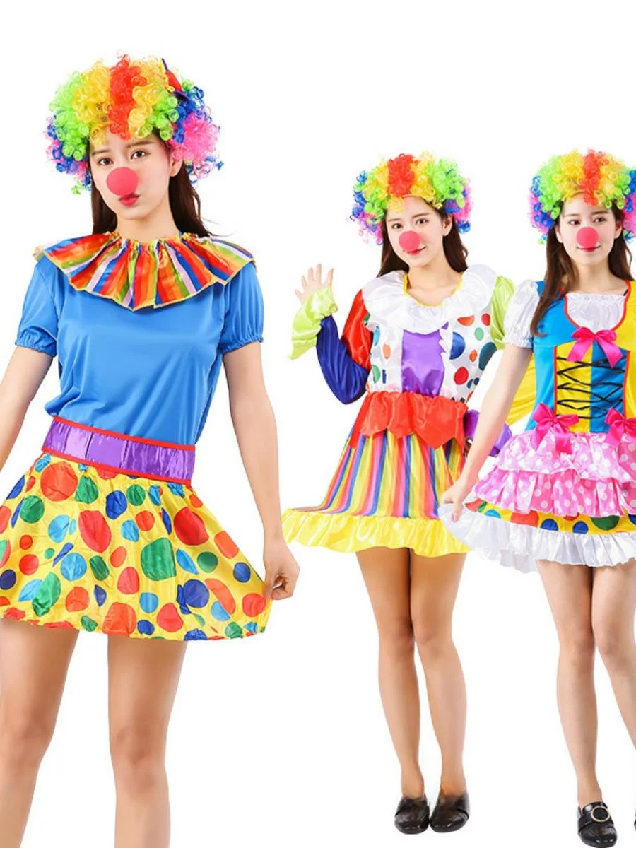 جديد أزياء الهالوين الكبار مهرج الزي الرجال النساء أداء السيرك مهرجان الأداء Drup مادة البوليستر #3