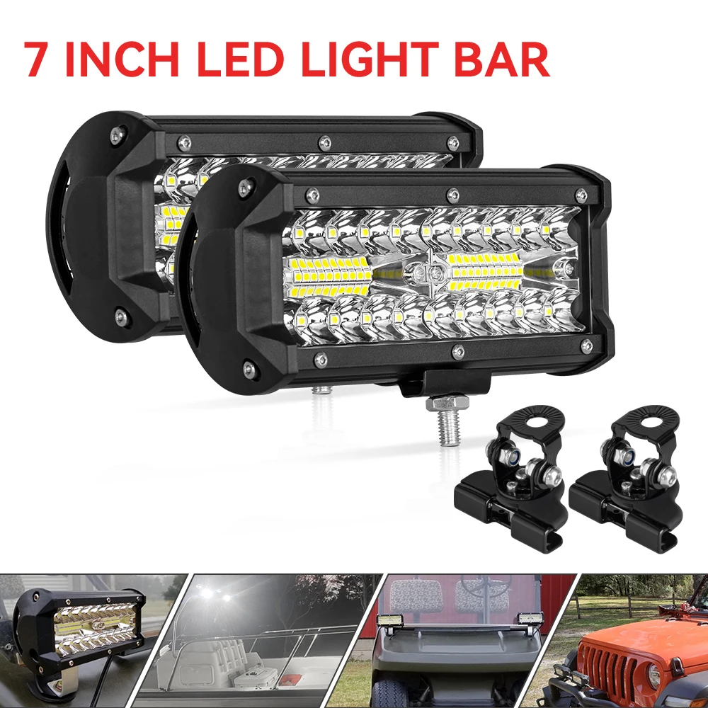 

7-дюймовый светодиодный рабочий фонарь 12-24 В, светодиодные фары, светодиодные фары, точечный противотуманный фонарь для грузовиков 4x4, внедорожных аксессуаров