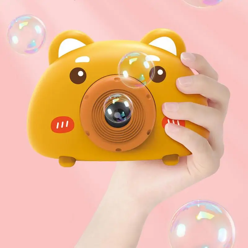 Crianças Cartoon Animal Camera Bubble Machine Toy Outdoor Electric Bubbler Maker para crianças Aniversário Presente Soap Blow Bubbles