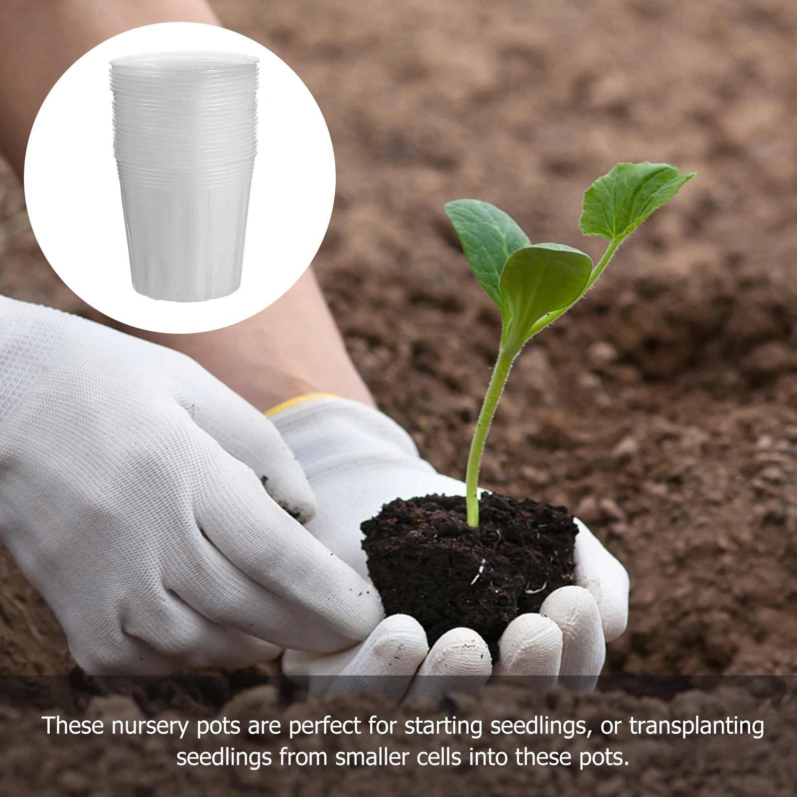 

40pcs Nutrition Cup Transparent Plastic Planting Nursery Pots Lightweight Garden Containers for Succulents Cuttings Seedlings