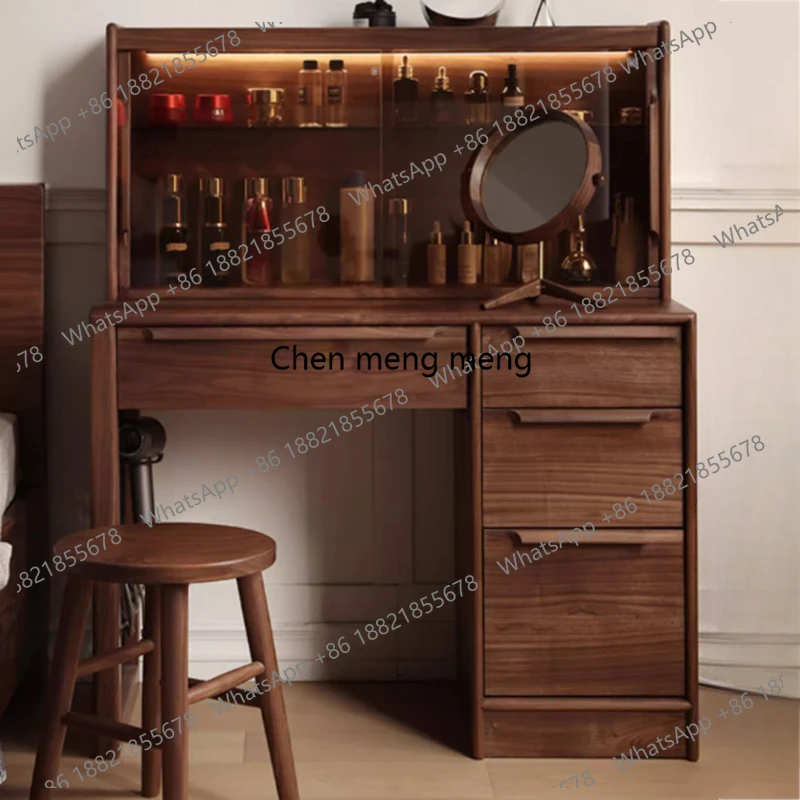 

Outlet Luxury Lights Vanity Tables Nordic Lock Simple Wood Makeup Desk Dresser Bedroom Girl Glass Coiffeuse De Chambre