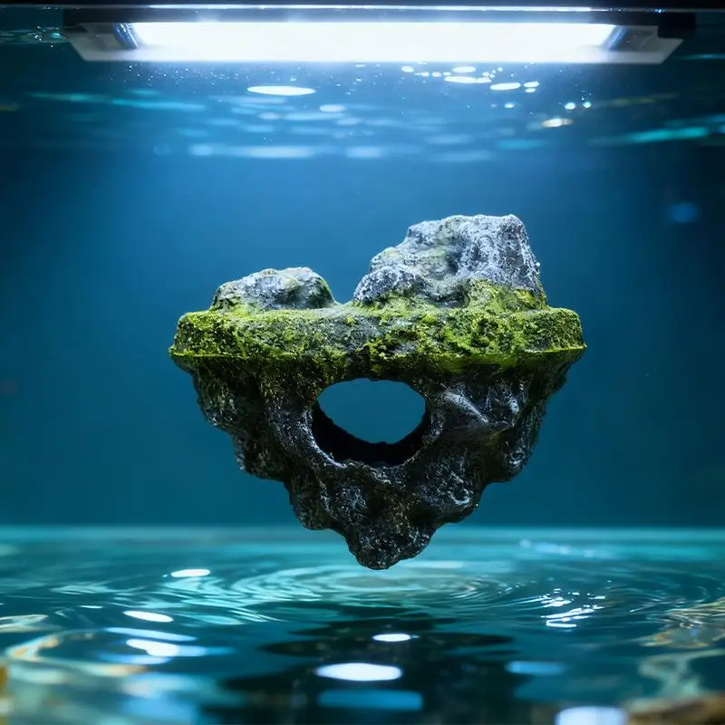 Aquarium-Schwimminsel-Dekoration, Realistische Anglerstatue, Miniatur-Kunstlandschafts-Ornament für Aquaristen – Detail 6
