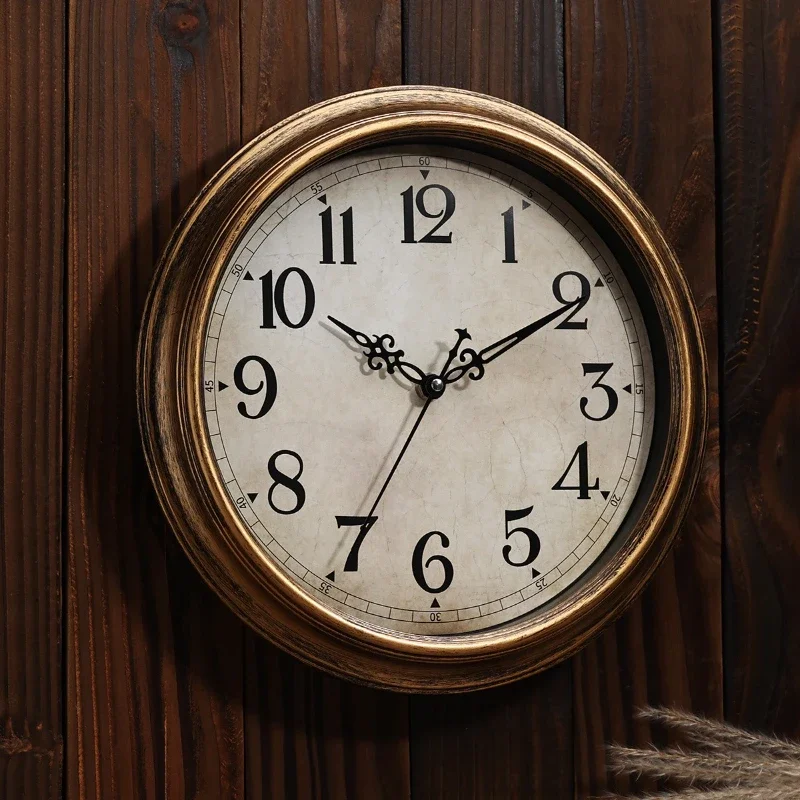 12/14Inch Retro Wall Clock Living Room Household Simple Creative Clocks No Punching Silent Quartz Watch Household Decoration
