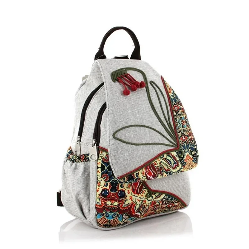 Hand Knitted Ethnic Backpacks for Women Рюкзак Женский Floral Casual Travel Bags Girls Vintage Schoolbag Female Rucksacks 2024