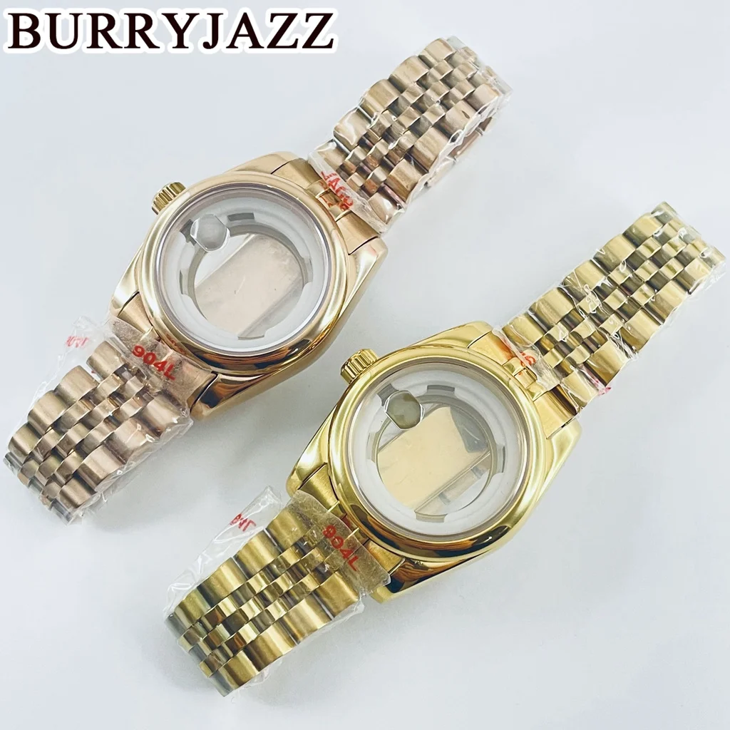 BURRYJAZZ 31mm NH05 NH06 Watch Case Silver Rose Gold Stainless Steel Case With Sapphire Crysta Waterproof