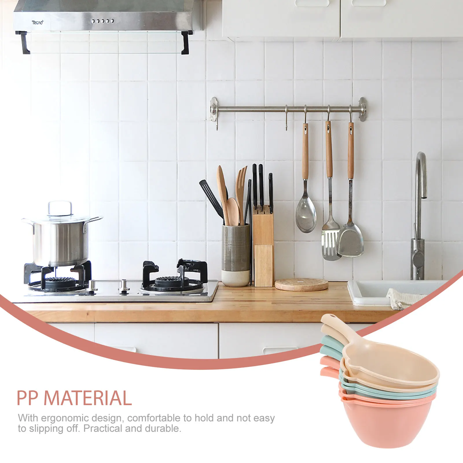 

6pcs Water Scoop Plastic Ladle For Home Kitchen Multipurpose Household Water Spoon Long Handle Bathing Ladle Convenient Kitchen