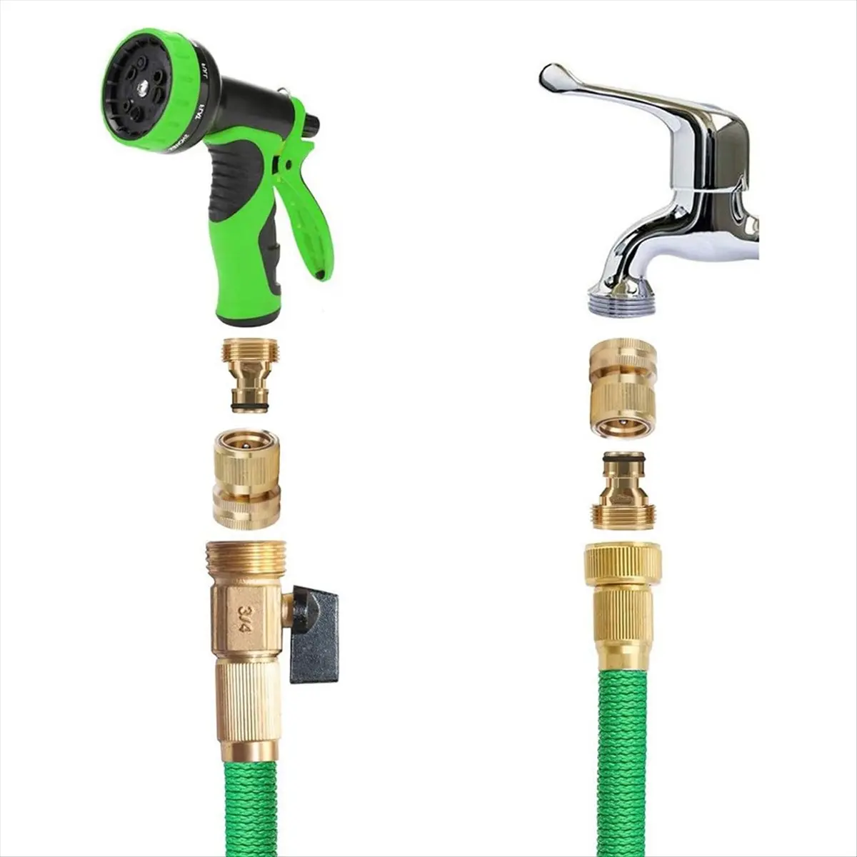 

A24I 5-Piece Set of Garden Hose Brass Quick Connectors GHT Threaded Connection Accessories Water Pipe Leak-Free Connectors
