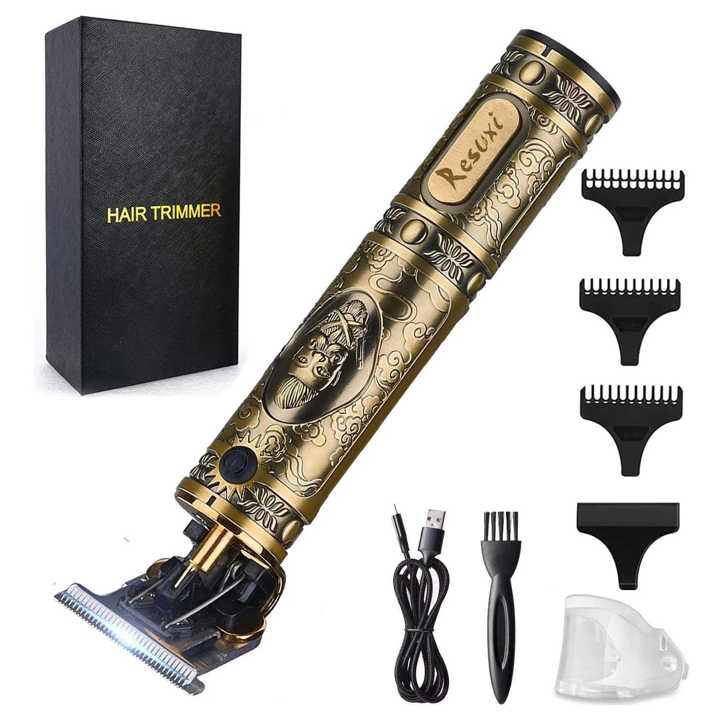 

RESUXI Профессиональный беспроводной триммер с Т-образным лезвием для мужчин, парикмахерские кромки с нулевым зазором, машинки для стрижки волос Gold Knight