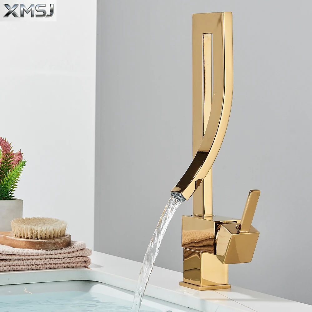 

Gold Bathroom Basin Faucet Chrome Black Hot&Cold Mixer Taps Deck Mounted Faucets