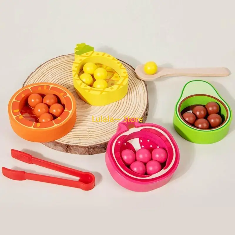 Y4QA 教育フルーツ認知色分類おもちゃクリップビーズのおもちゃ子供のための教育玩具子供クリスマスプレゼント