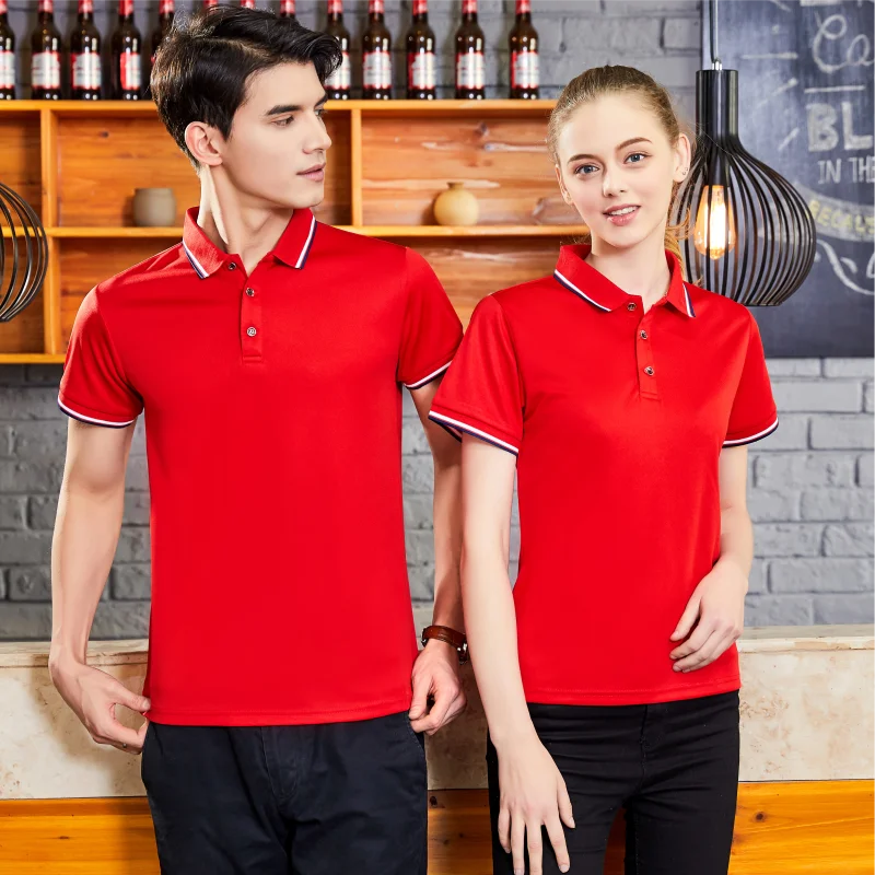 ELIKE-Polo de verano personalizado para hombre y mujer, camiseta con logotipo bordado, Tops de manga corta con solapa, diseño Personal impreso, 9