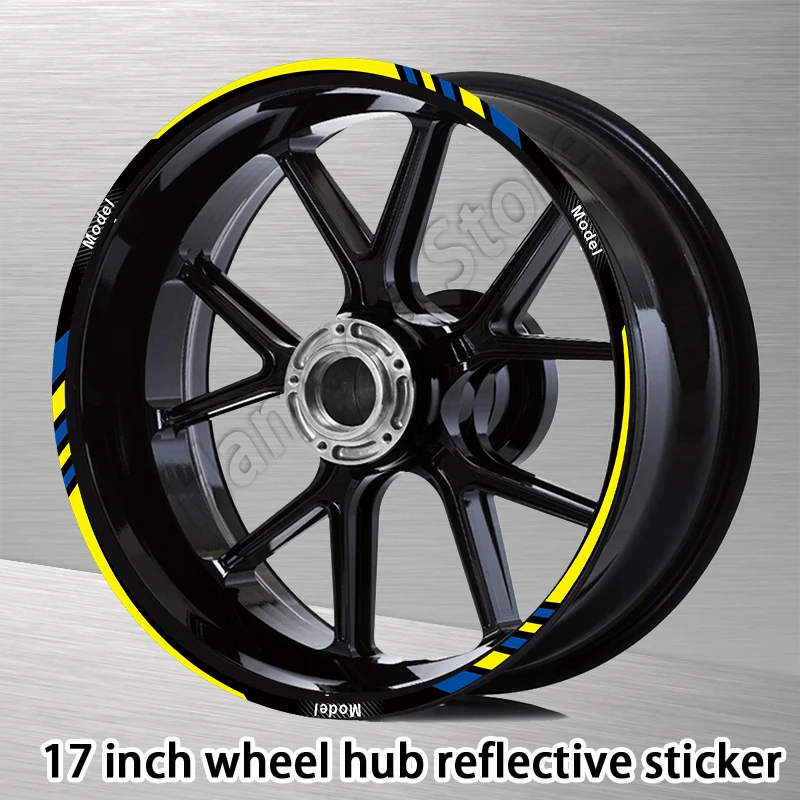 

17 Inch Reflective Yellow Wheel Sticker Motorcycle Accessories Decals Multiple brand choices For HONDA YAMAHA SUZUKI CFMOTO