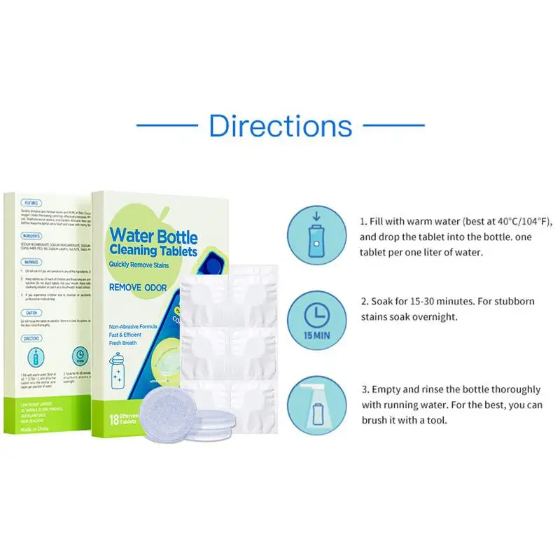 Bottle Cleaning Tablets 18PCS Easy Removes Stubborn Stains Tea Maker Cleaner Tumbler Water Bottle Cleaning Tablets Stubborn