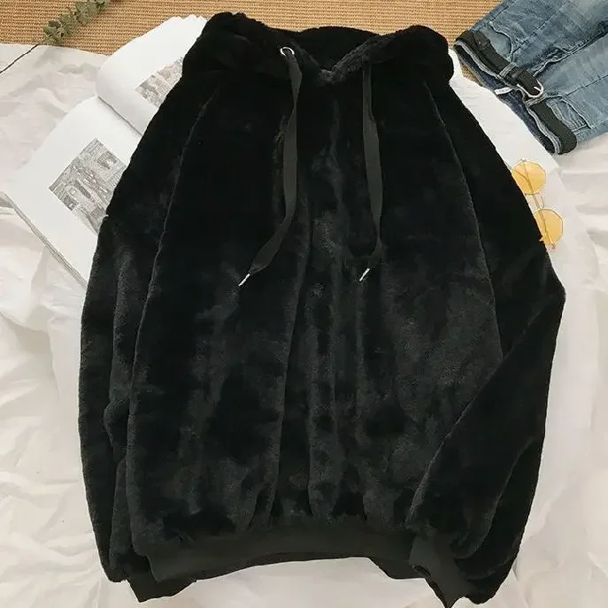 Men's Light Luxury Hooded Sweater - Autumn Warm Plush Jacket, Loose Long Sleeve Top, Boutique Casual Pullover