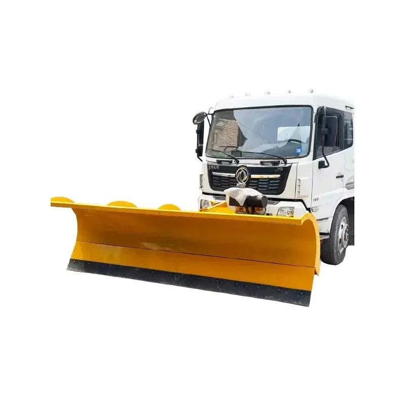 Vehicle mounted snow pusher road adjustable roller brush snow blower