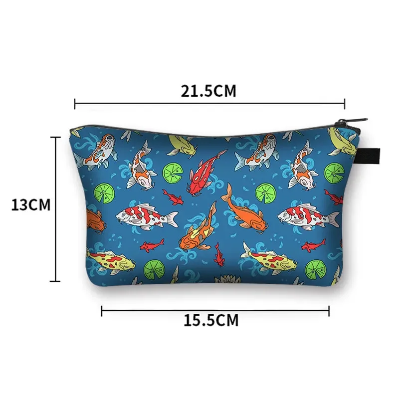 Lucky Cyprinus Carpio Pattern Cosmetic Case Ladies Makeup Bag Japanese Style Lipstick Bags Beauty Red Carp Fish Cosmetic Bag