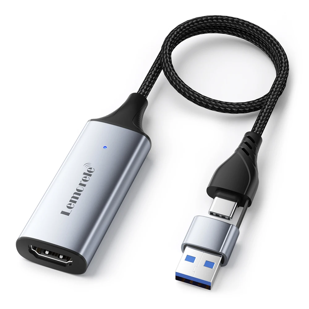 Karta przechwytywania wideo Lemorele USB kompatybilna z HDMI na USB/Type-c Game Grabber Record ms2130 dla przełącznika Xbox PS4/5 transmisje na żywo