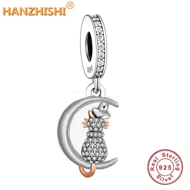 New 925 Sterling Silver Cute Cat Moon Pendant Necklace Jewellery Anniversary Birthday Mum Gift for Sister Wife Girlfriend Child