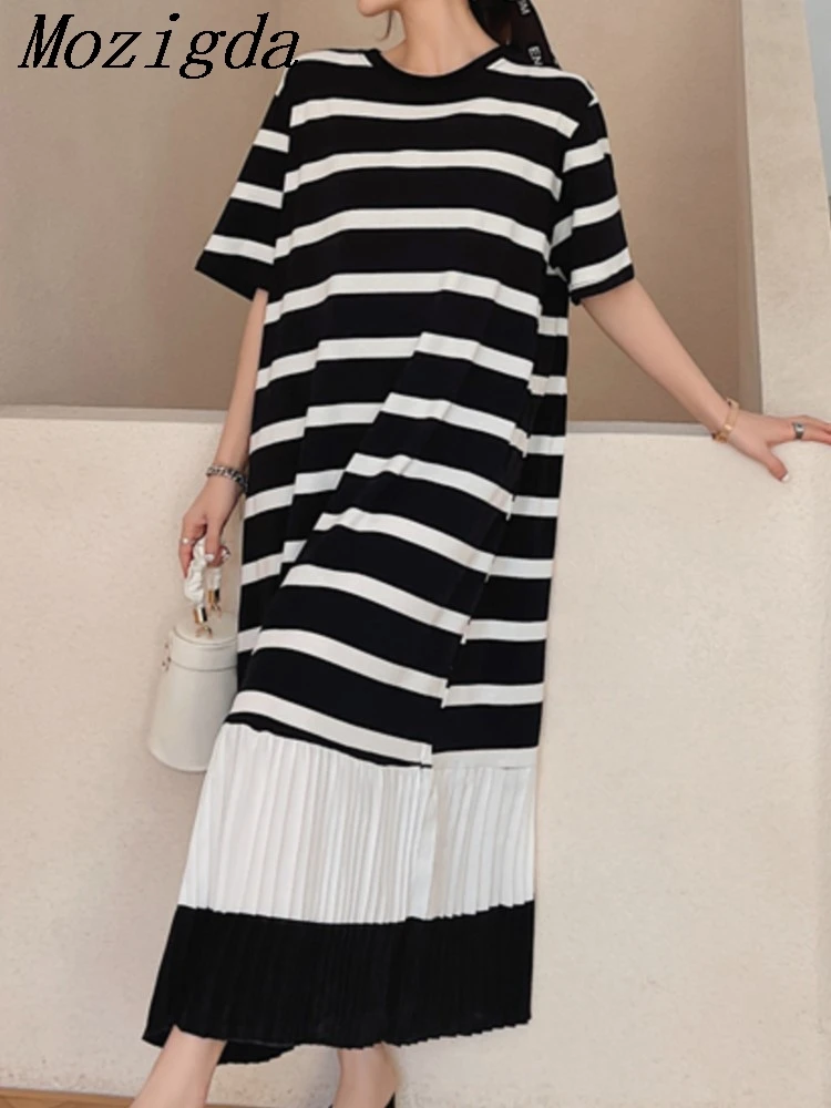 Zomer Nieuwe Geplooide T-shirt Jurk Vrouwen Korte Mouw Jurk Kleur Zwart Eenvoudig Ontwerp Grote Maat Kleding Dames Jurken vestidos