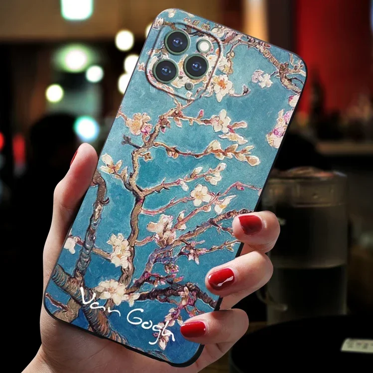Art Phone Case For Apple iphone 17 Air 16 15 14 13 12 11 Pro Max Plus mini Case Cover Coque Shockproof Luxurious silicone
