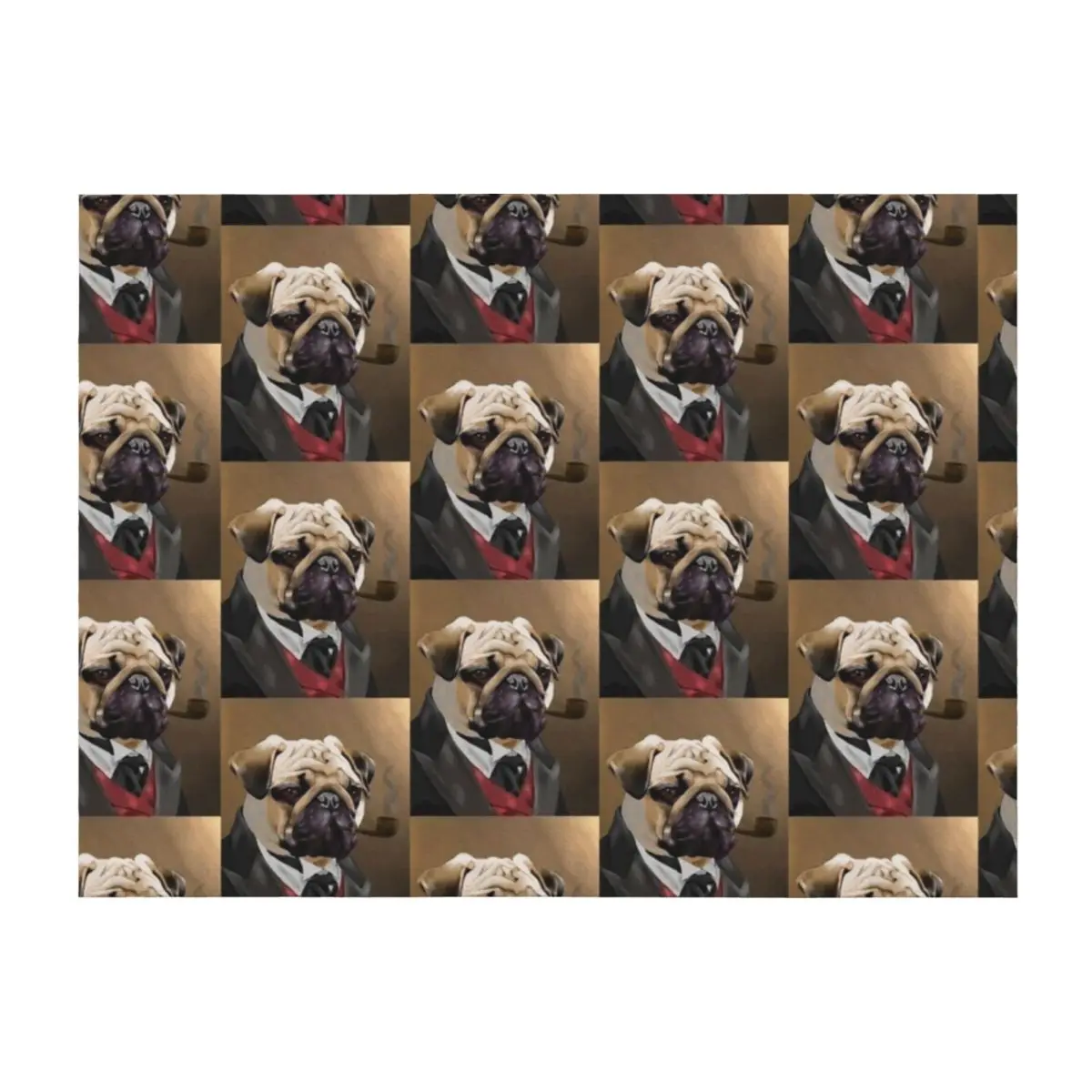 

Pug smoking a pipe Throw Blanket blankets ands Loose Sofa Bed covers Blankets