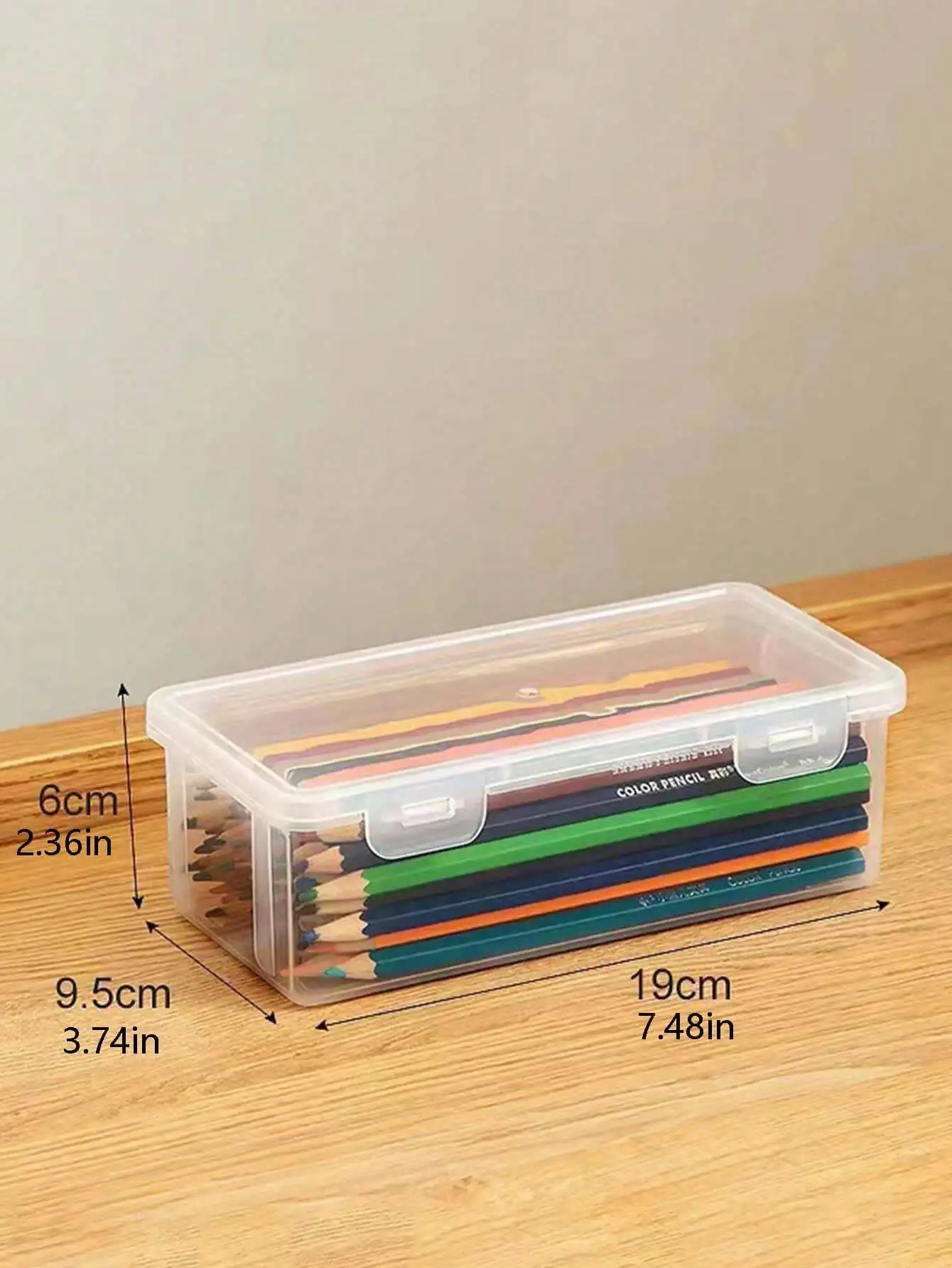1 قطعة صندوق رصاص من البلاستيك ذو سعة كبيرة جدًا قابل للتكديس صندوق رصاص شفاف وشفاف صندوق منظم للوازم المكتبية لأقلام الجل E