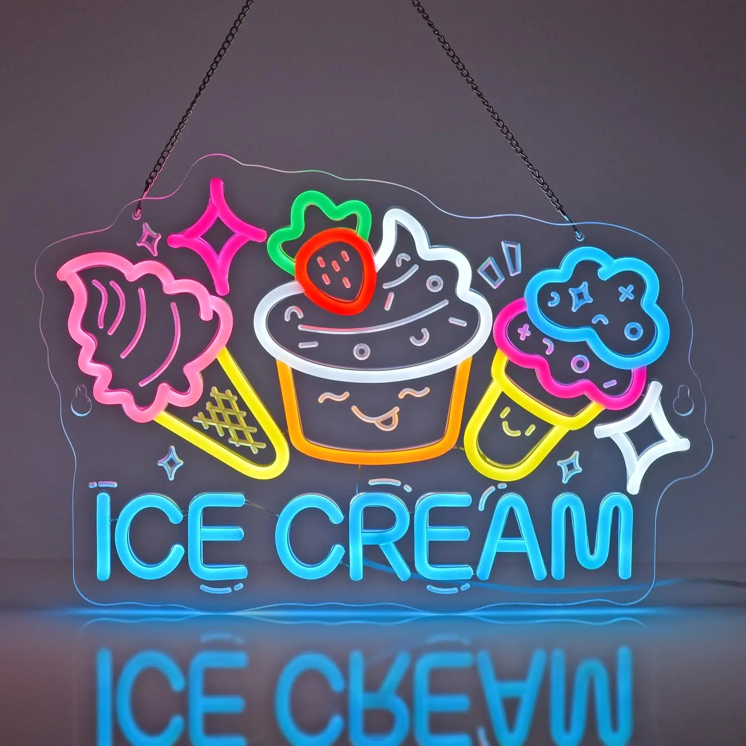 Ice Cream Neon Sign Dimmable Dessert Bar LED Light for Ice Cream Shop Bedroom Party Decor Birthday Gifts for Ice Cream Lovers gallery 5