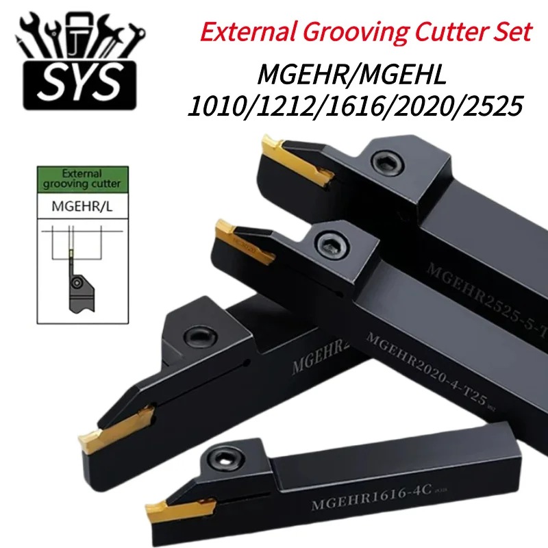 Suporte CNC Série MGEHR, Haste de Corte para Ranhuramento Externo MGRHRL MGEHR1010 1212 1616 2020-1.5/2/2.5/3/4 para Pastilhas da Série MGMN