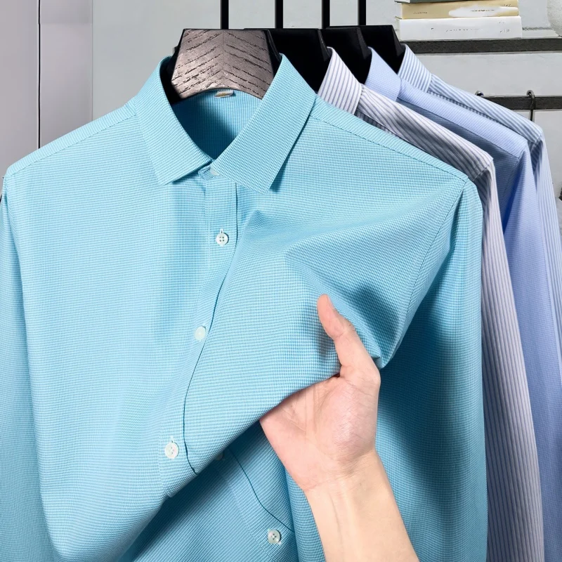 DP 100% Cotton Premium Non-Iron 8XL Long Sleeve Business Formal Shirt Office Work Wear White Shirt men long sleeve Shirt for Men