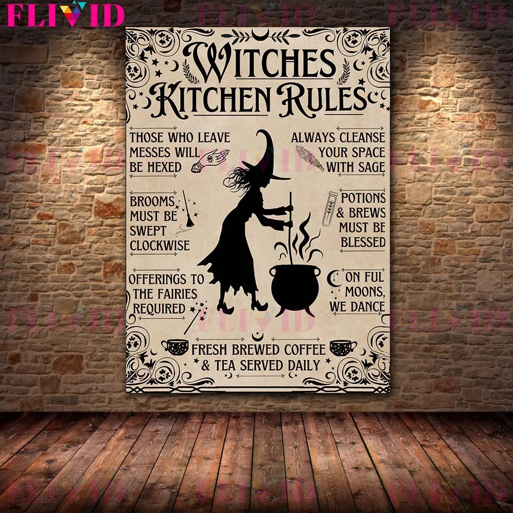 وثنية الفن الساحرة مكنسة متجر الفن طباعة الساحرات الصيدلي الرسم على لوحات القماش الجدارية الساحر فورتشن ملصق وطباعة ديكور
