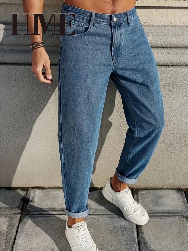 【HME】Men's Jeans | Lo Tapered Fit Denim Pants Feature Relaxed Upper Legs and Slightly Narrowed Cuffs, Optional Rolled Hem Creates Two Wearing Styles, Inclusive Design Optimizes Various Leg Shapes Perfectly and Brings All-Day Unrestrained Comfort