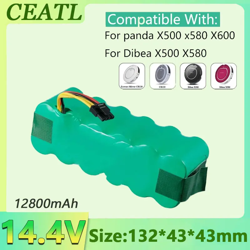 

New Vacuum Cleaner Battery 14.4V 12800mAh Batteries Panda X500, Dibea X500 X580 X900 Haier T322 T321 T320 CR120 CR121