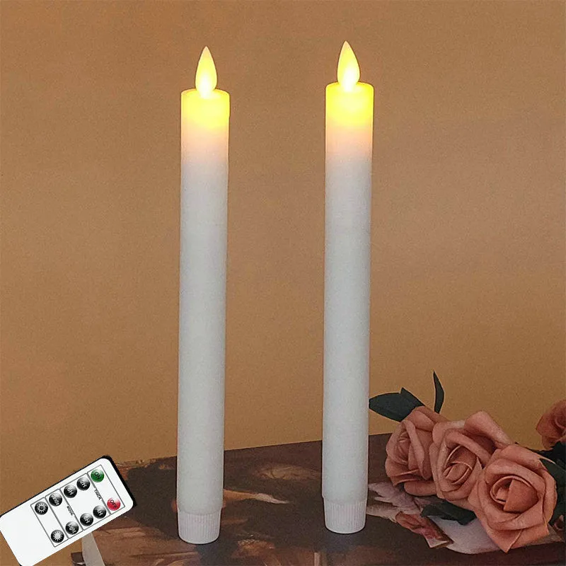 

Flickering LED Taper Remote controlled W/timer Battery powered Candle stick Wedding Xmas Home Table Decoration H25cm-Amber