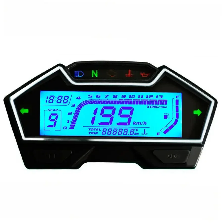 

Universal Motorcycle Digital Speedometer Odometer Tachometer RPM Gauge 199 Kph Mph for 1 2 4 Cylinder