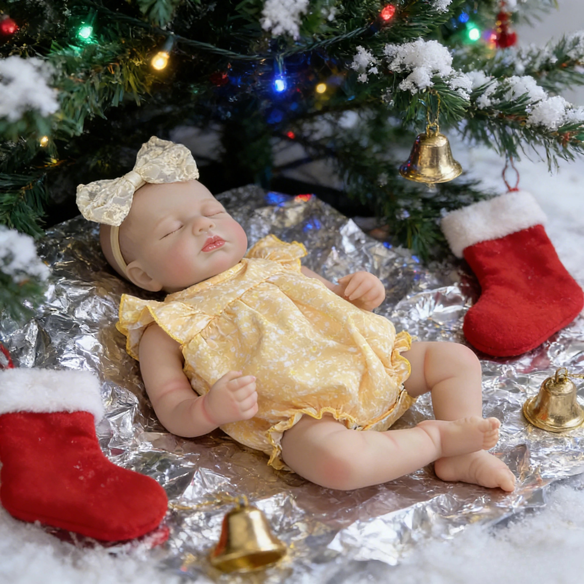 

48cm Reborn Baby Doll Loulou - Cloth/Silicone Body, Lifelike 3D Skin with Visible Veins Bebés Reborns