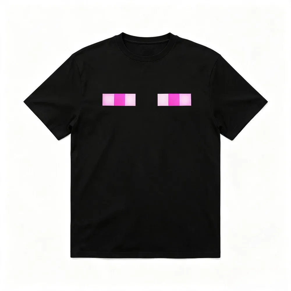 Gradient Pixel Eyes Print Men T Shirt Minimalist Abstract Graphic Casual Daily Streetwear Short Sleeve Top