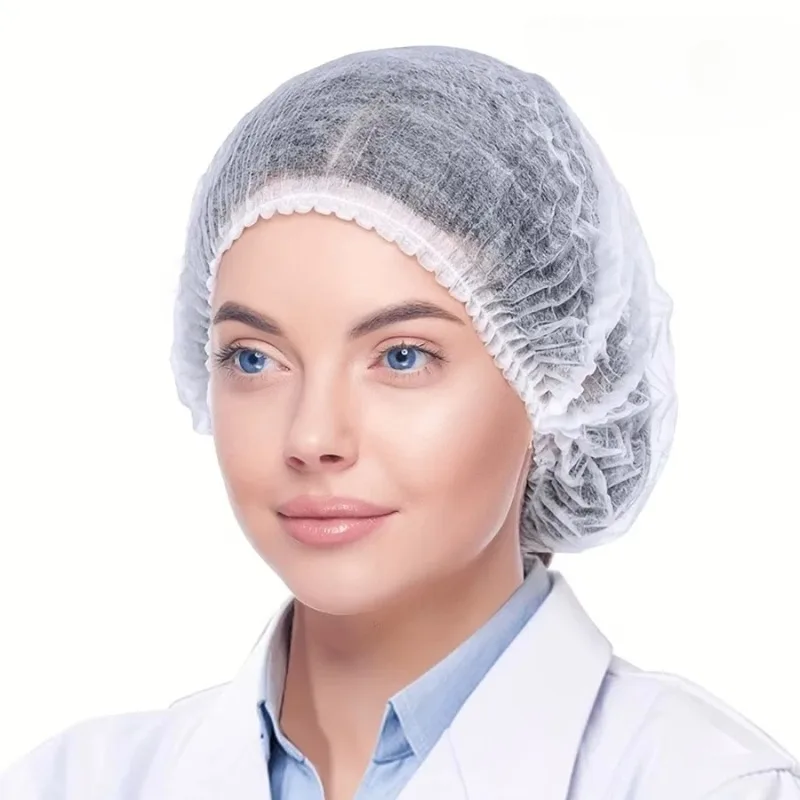 100-200PCS Non Woven Bouffant Caps Elastic Disposable Hair Net for Kitchen Lab Beauty Food Hygiene Dustproof Cap