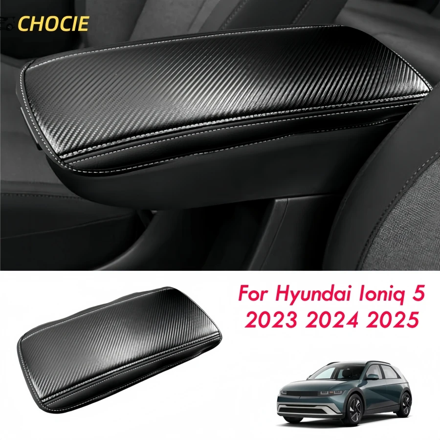 

Carbonfiber PU Leather Armrest Cover for Hyundai Ioniq 5 2023 2024 2025 Center Console Cover for Ioniq 5 Armrest Box Cover