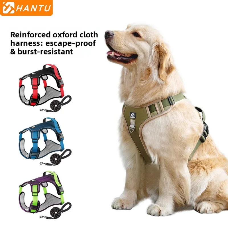 

4-Point Adjustable Large Dog Harness - Expandable Fit with Hook & Loop, Heavy Duty Nylon for Anti-Pull, 4 Colors