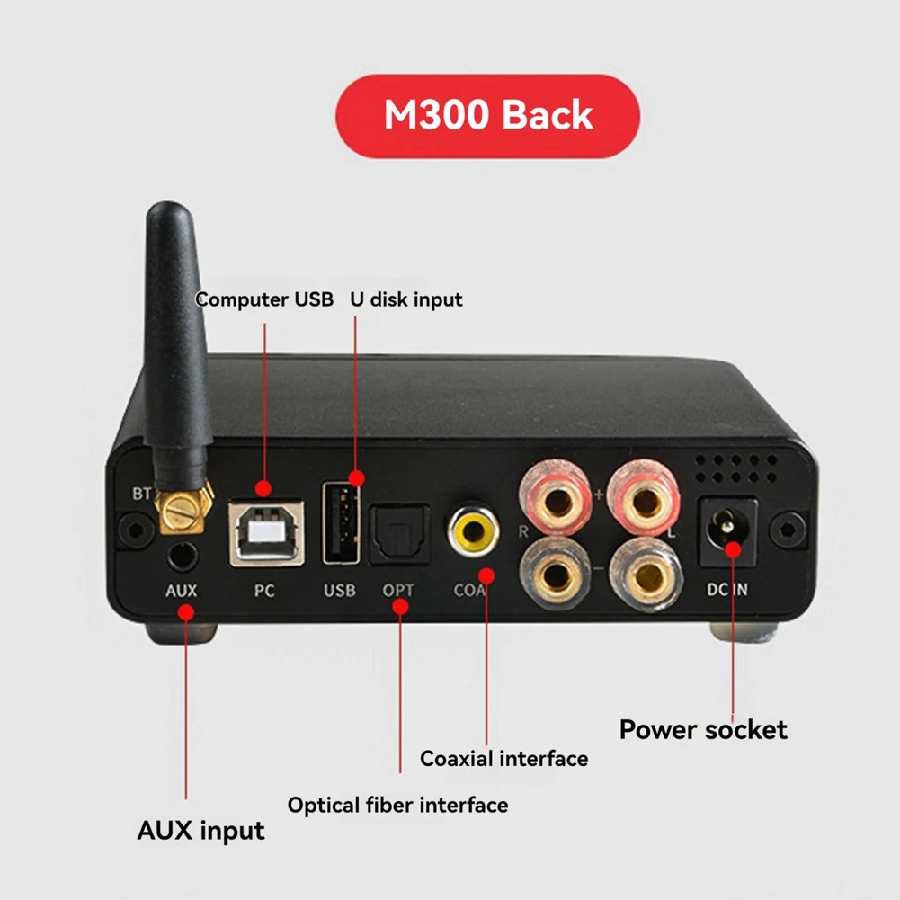 -AT52 Decoder Amplifier Integrated Machine M300 Fever USB D Class Digital Amplifier Home Bluetooth High Power Amplifier