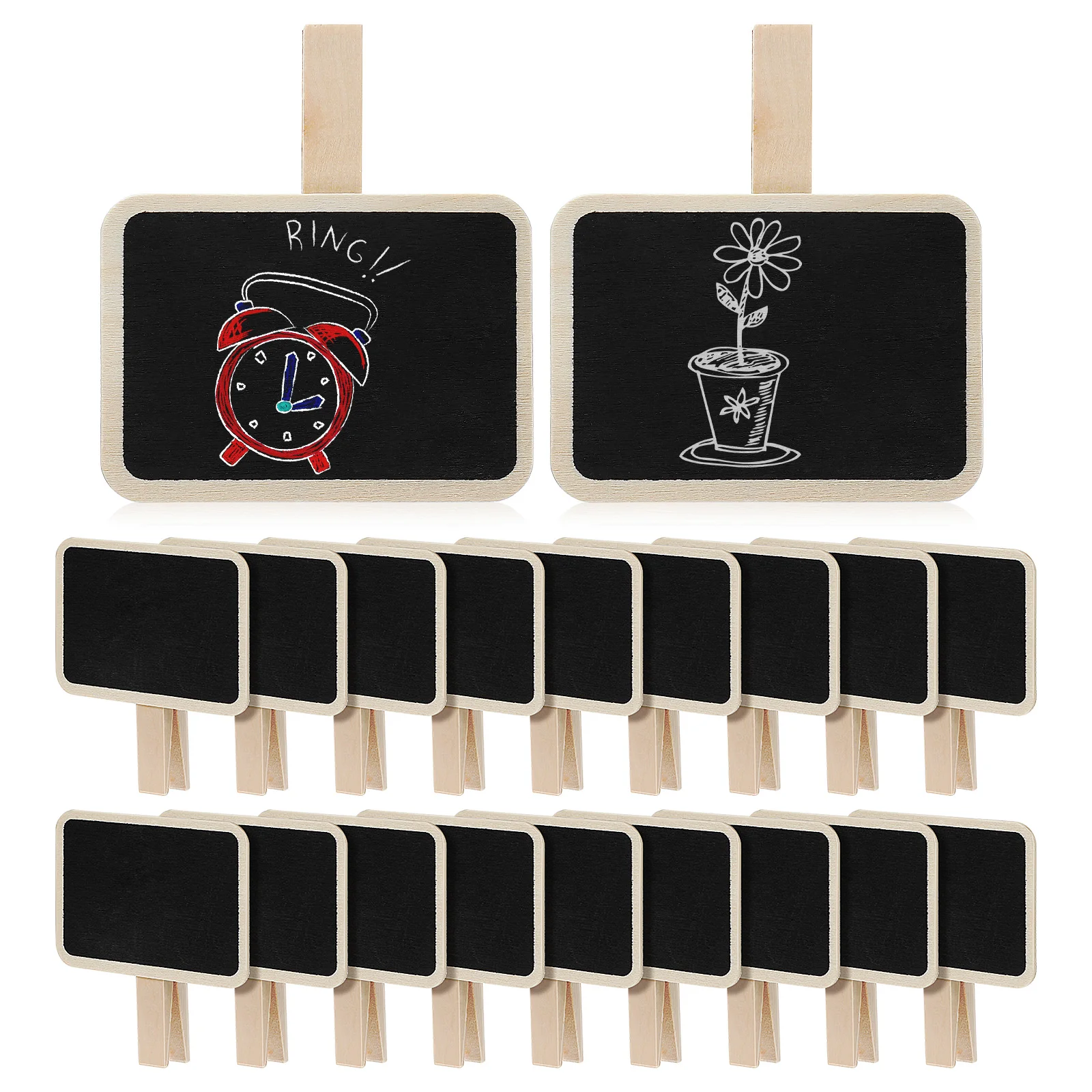 Petit tableau noir en bois, panneaux à clip, mini tableau noir pour supports, étiquettes de marchandise, 20 pièces