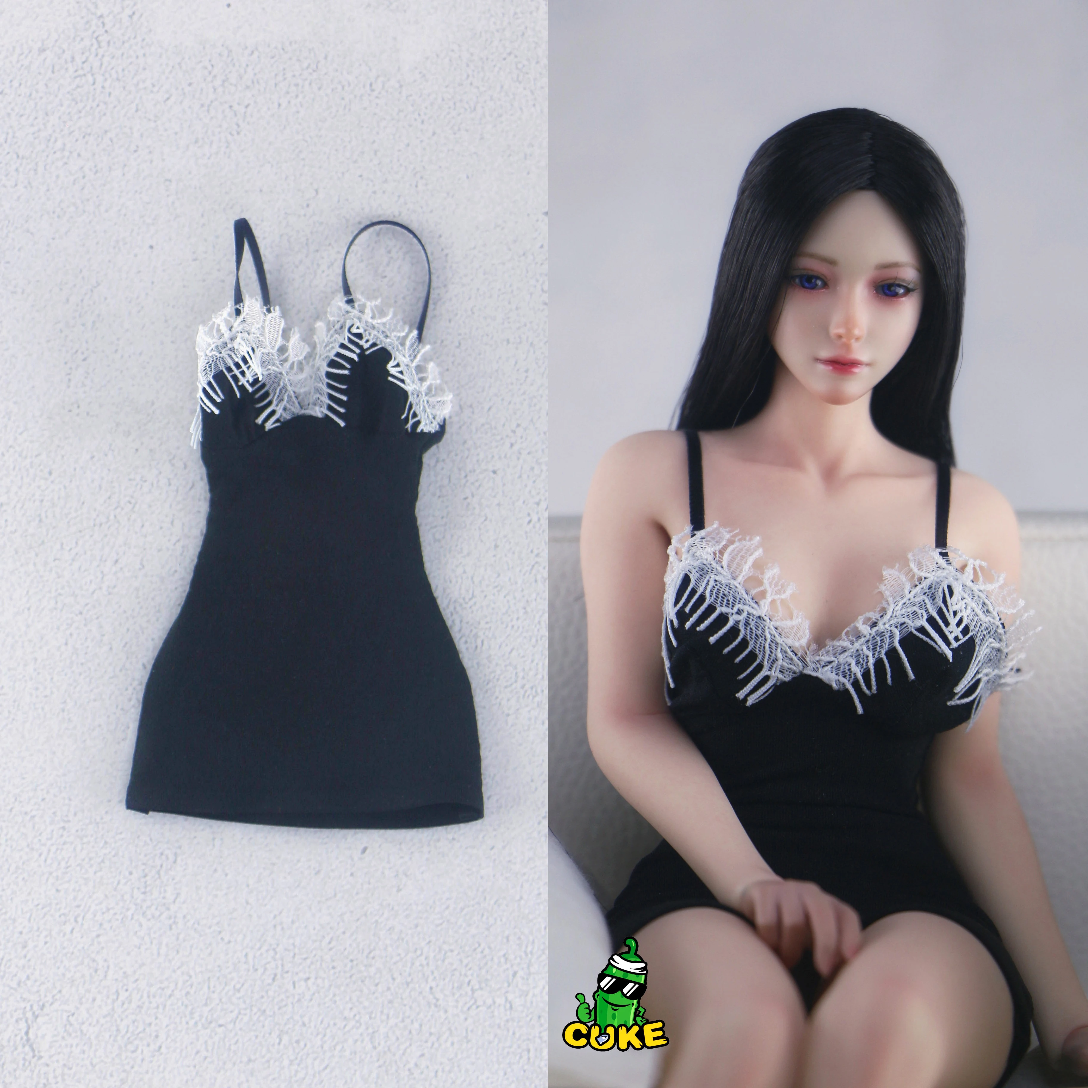 CUKE TOYS 1/6 Female Strap Pajama Dress Elastic Night Skirt Clothes Model Fit 12" VCD03 Big Breast Soldier Action Figure Body